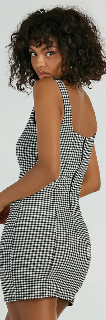 Sweeter Than Pie Scoop Neck Gingham Mini Dress (TEST)