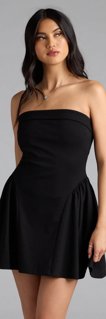 Minivestido skater de crepé sin tirantes Soiree Ready (DEV) - 06403000067999 - 06403000067998 - 06403000067997 - 06403000067996