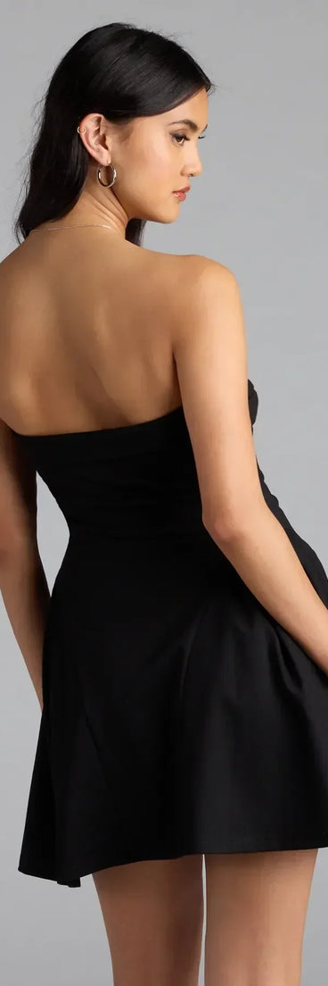 Minivestido skater de crepé sin tirantes Soiree Ready (DEV) - 06403000067999 - 06403000067998 - 06403000067997 - 06403000067996