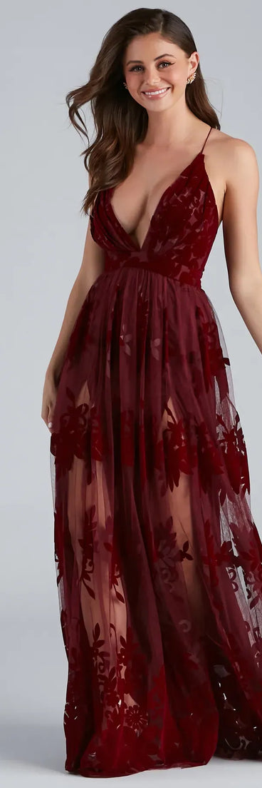 Vestido de Terciopelo Flocado Morgan Formal