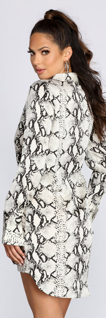 Sleek Satin Snake Print Mini Dress